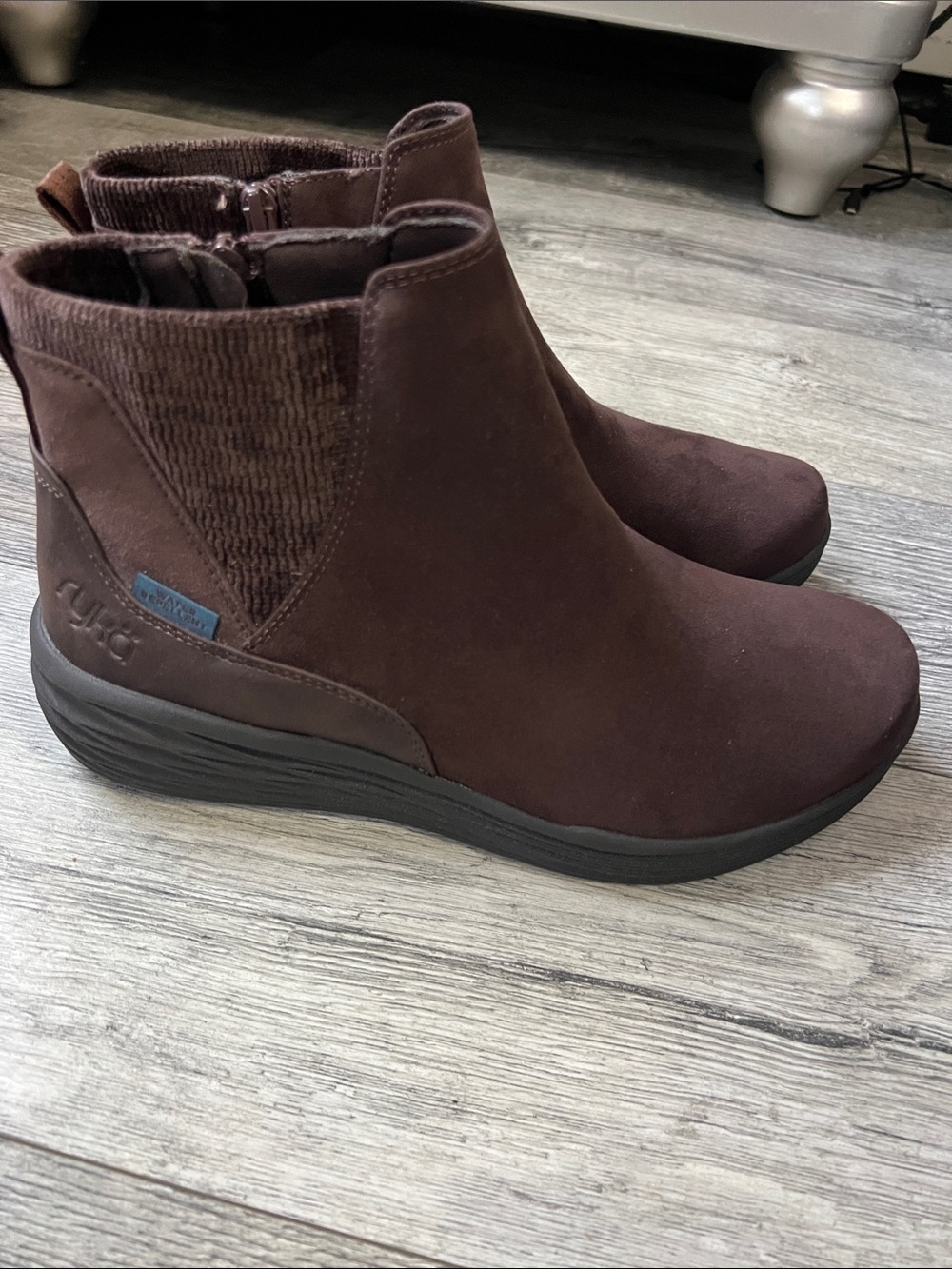 Ryka Dark Brown Suede-Look Ankle Booties